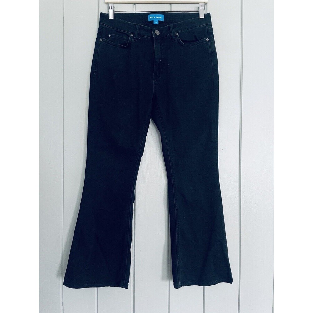 MiH Jeans 30 Marty High Rise Cropped Flare Black Stretch 5-Pocket Cotton Blend